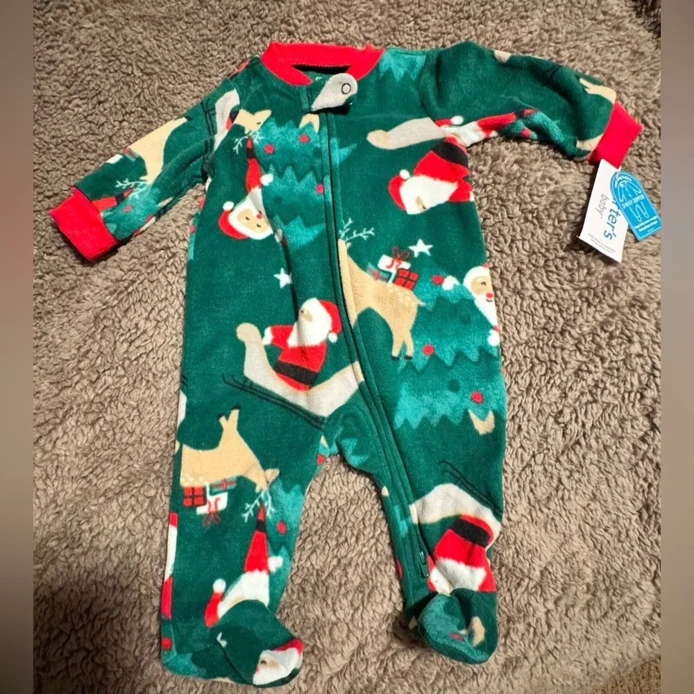 Carter's Green Santa and Reindeer Footie